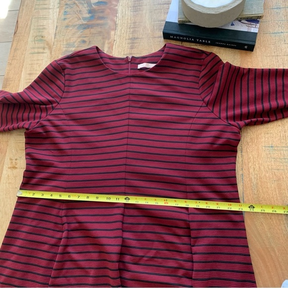 Anthropologie Hutch Maroon and Black Striped Fit and Flare Long Sleeve Dress 2XL - Picture 7 of 14